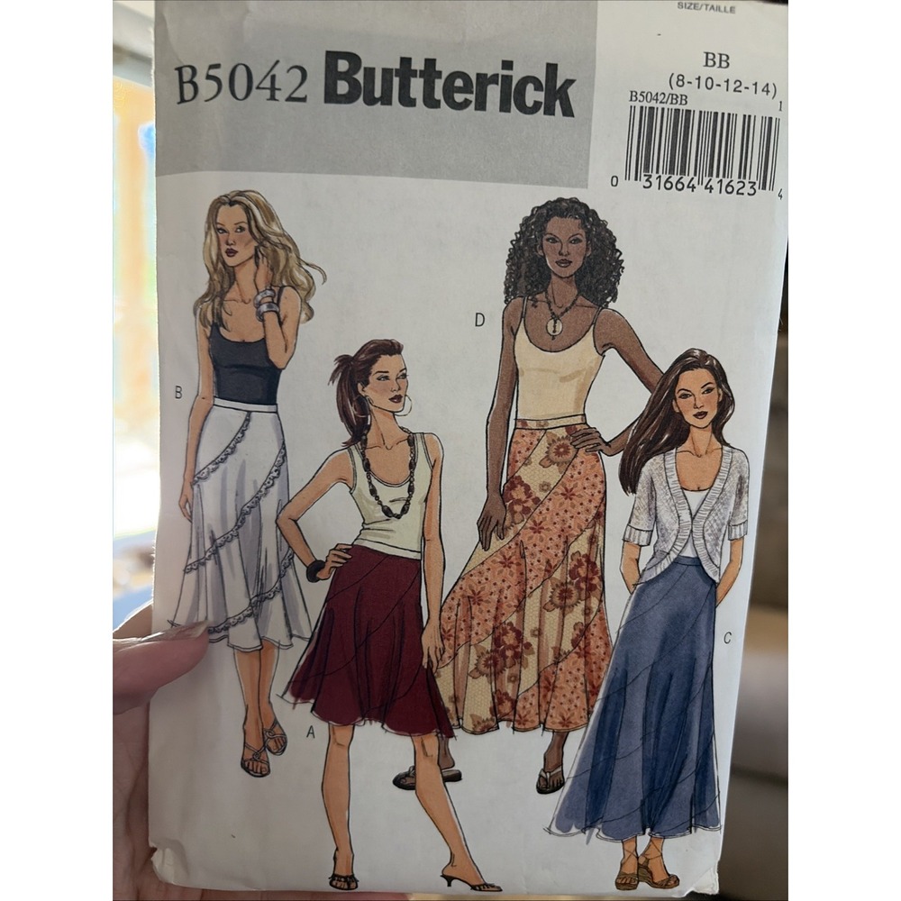 Butterick B5042 Misses Skirt Sewing Pattern 2006 Cut Size 14 Flared Maxi Mini